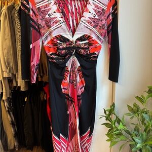 Elegant Black and Red Patterned Dress